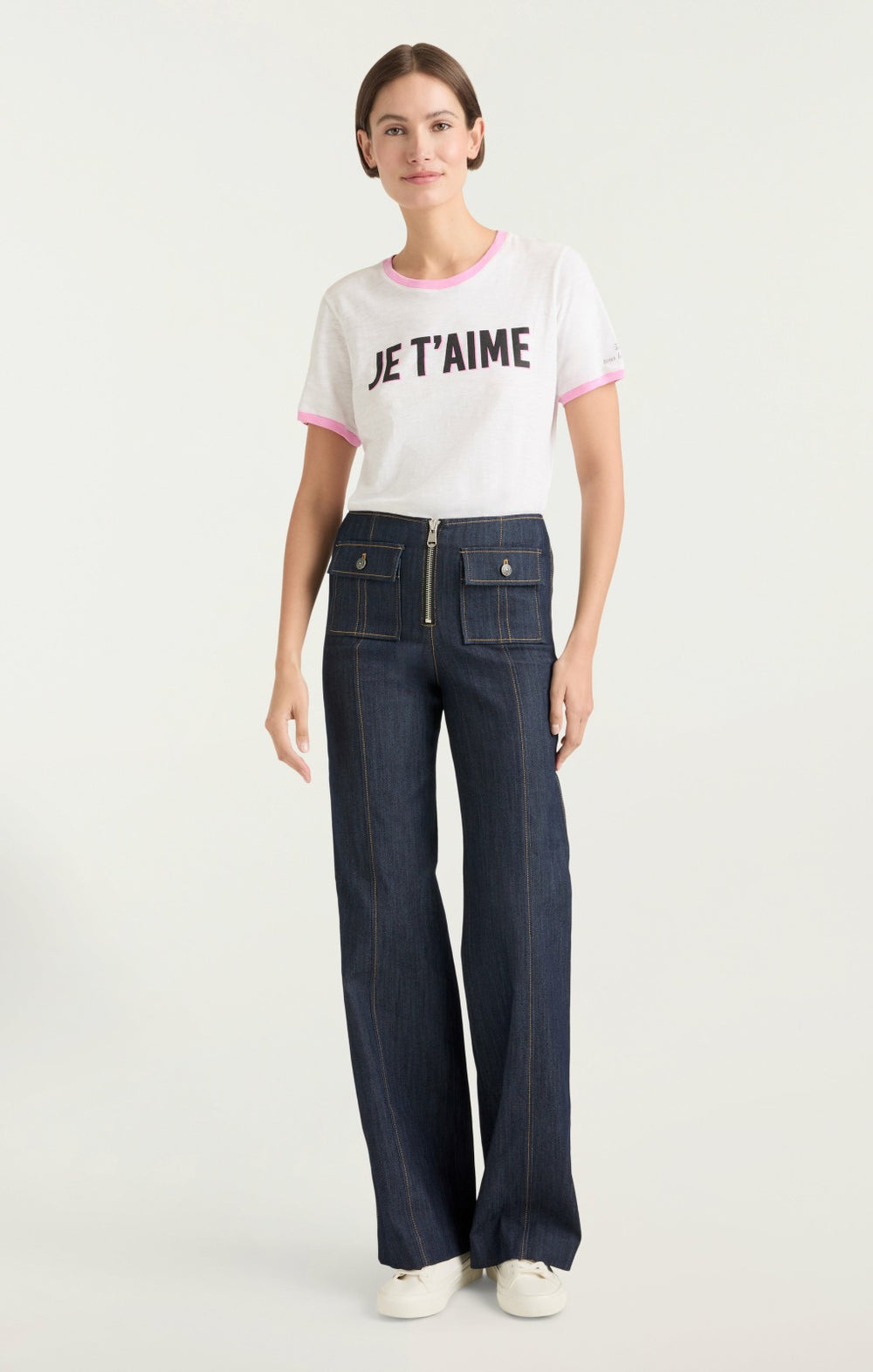 Two Tone Je T'aime Tee White/Carnation