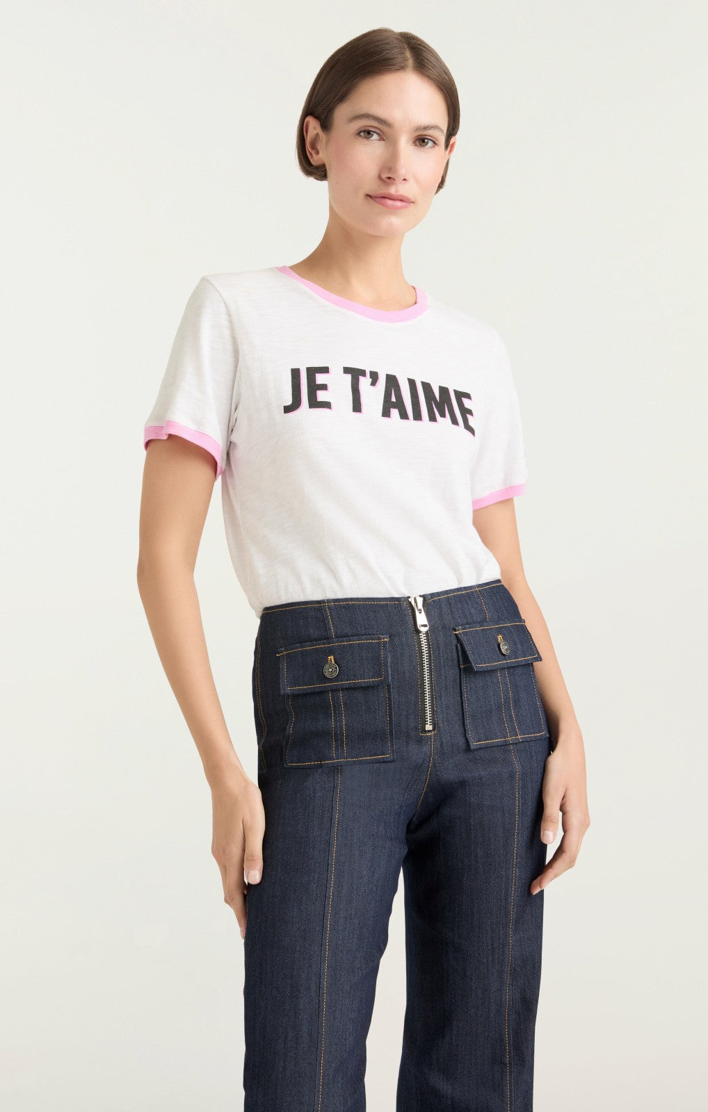 Two Tone Je T'aime Tee White/Carnation