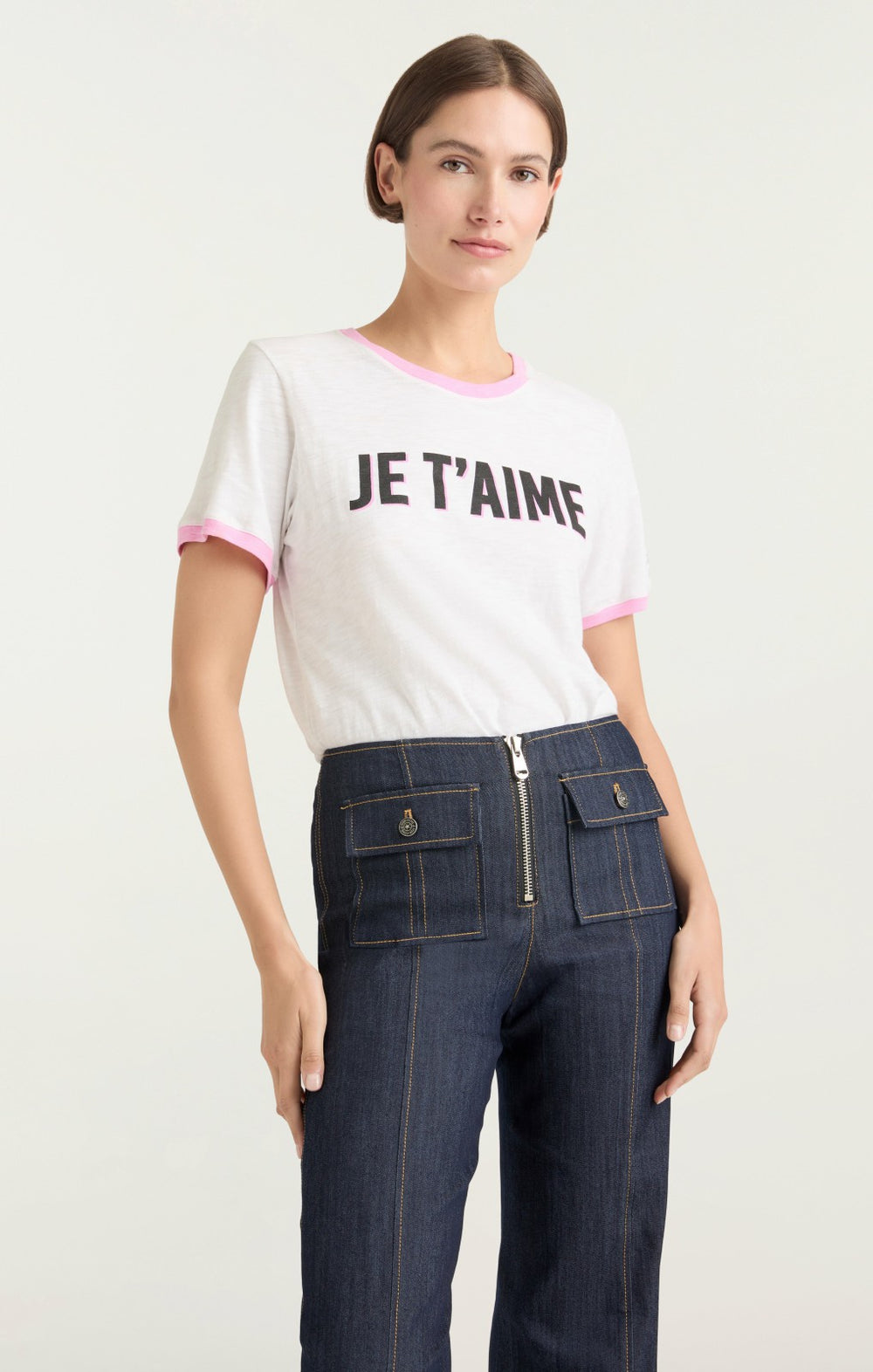 Two Tone Je T'aime Tee White/Carnation