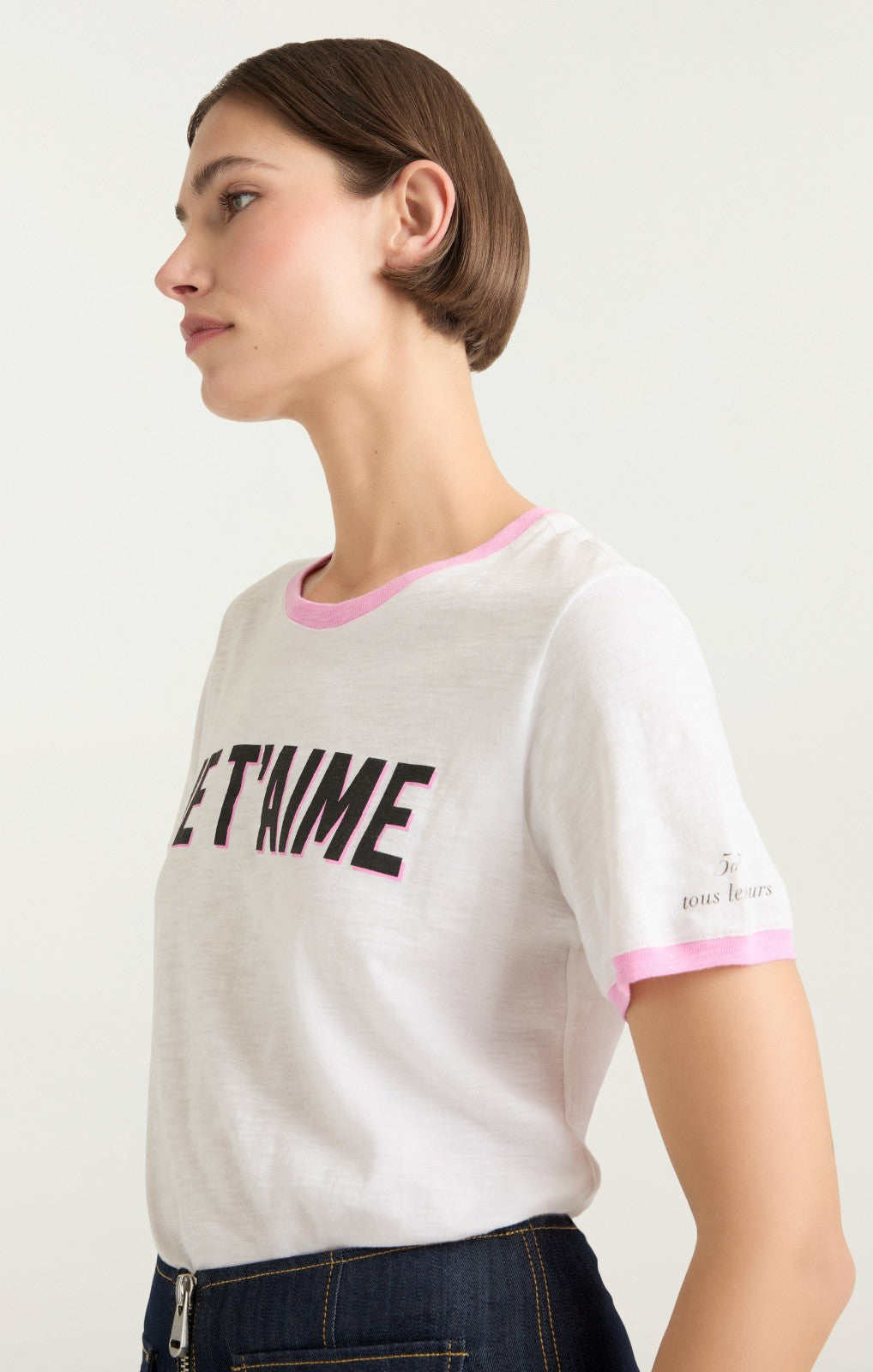 Two Tone Je T'aime Tee White/Carnation
