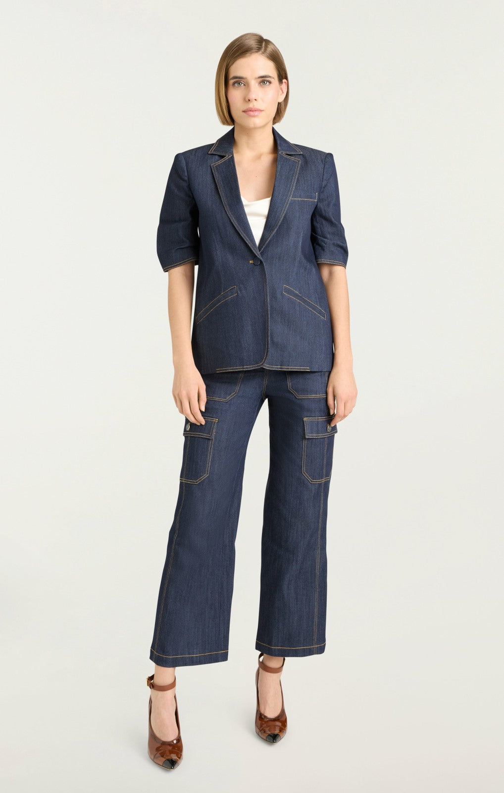 Denim Short Sleeve Khloe Blazer Indigo