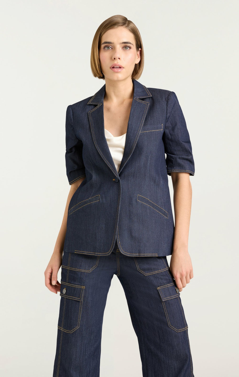 Denim Short Sleeve Khloe Blazer Indigo