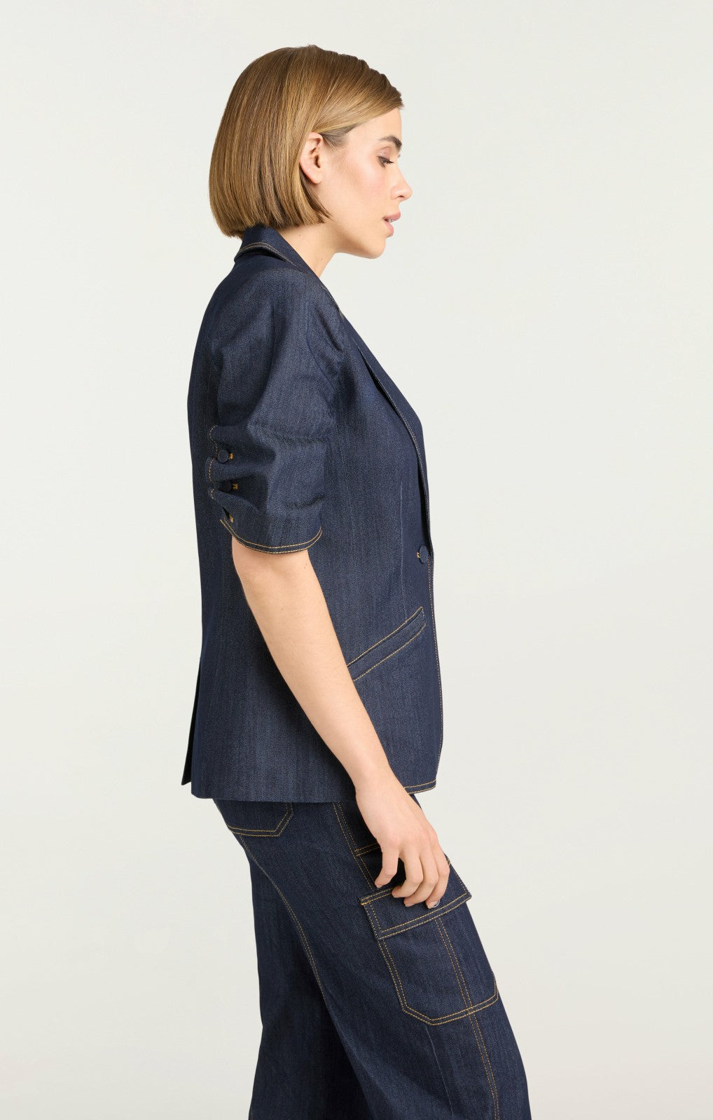 Denim Short Sleeve Khloe Blazer Indigo
