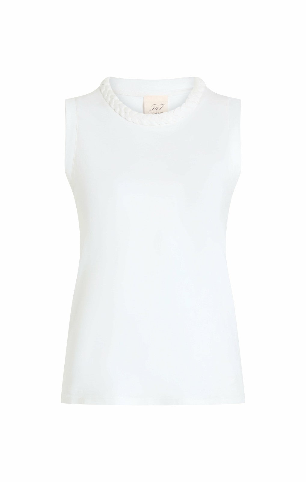 Sleeveless Braided Tee White