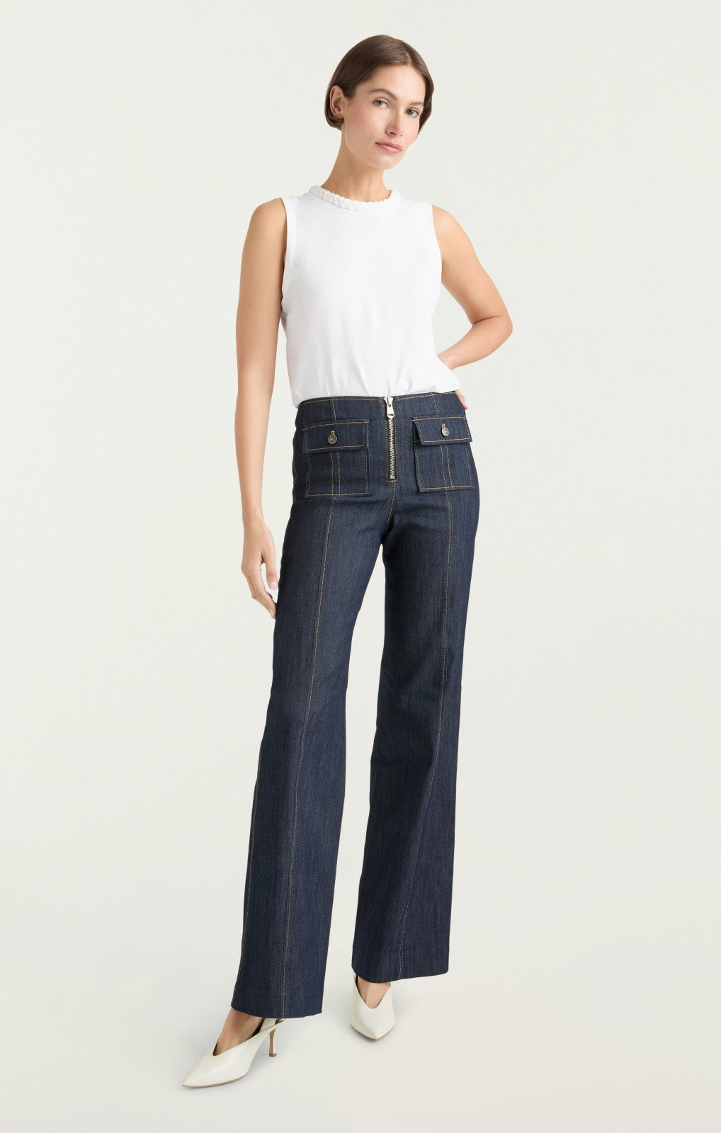 Sleeveless Braided Tee White