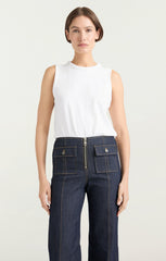 Sleeveless Braided Tee White