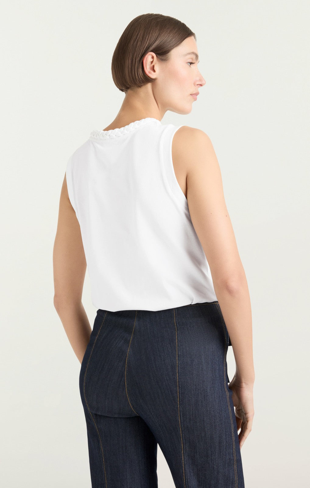 Sleeveless Braided Tee White