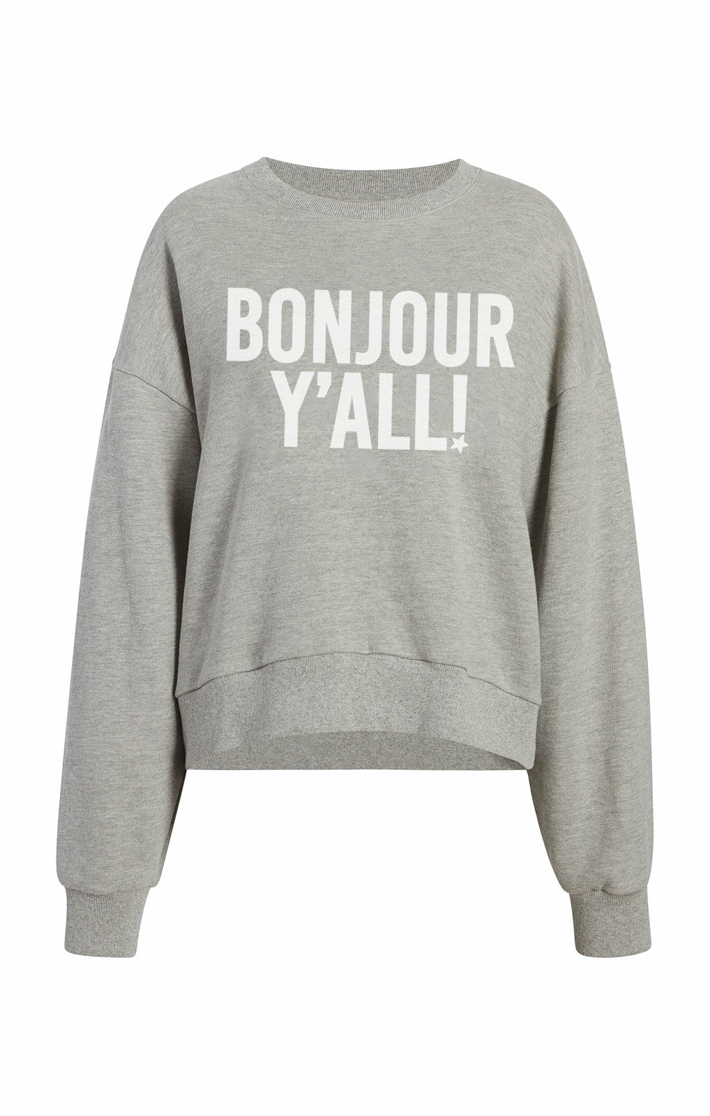 Bonjour Y'all Brandy Pullover Heather Grey/White