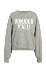 Bonjour Y'all Brandy Pullover Heather Grey/White