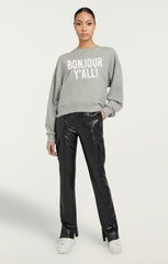 Bonjour Y'all Brandy Pullover Heather Grey/White
