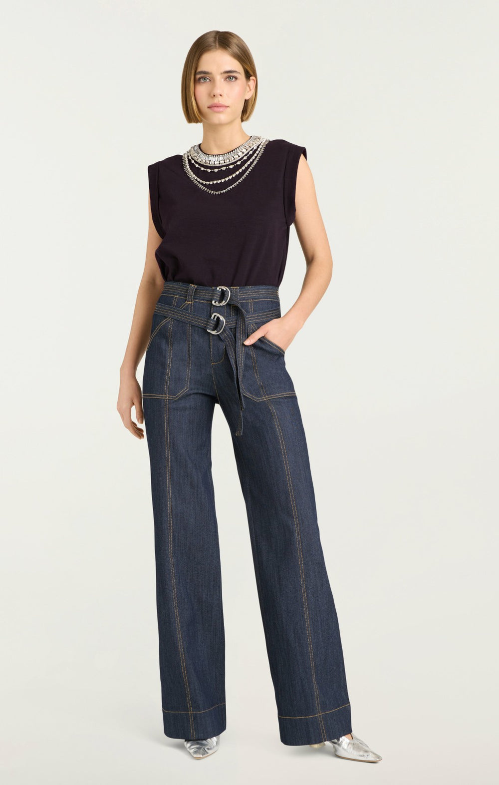 Layered Necklace Bella Tee Black