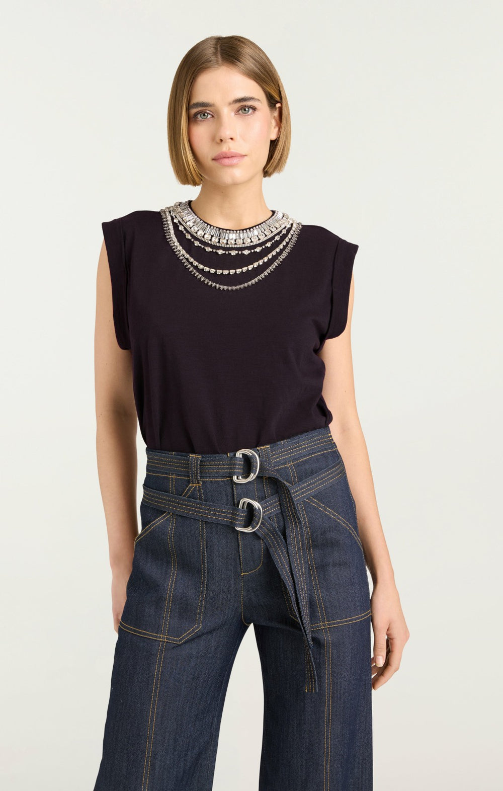 Layered Necklace Bella Tee Black