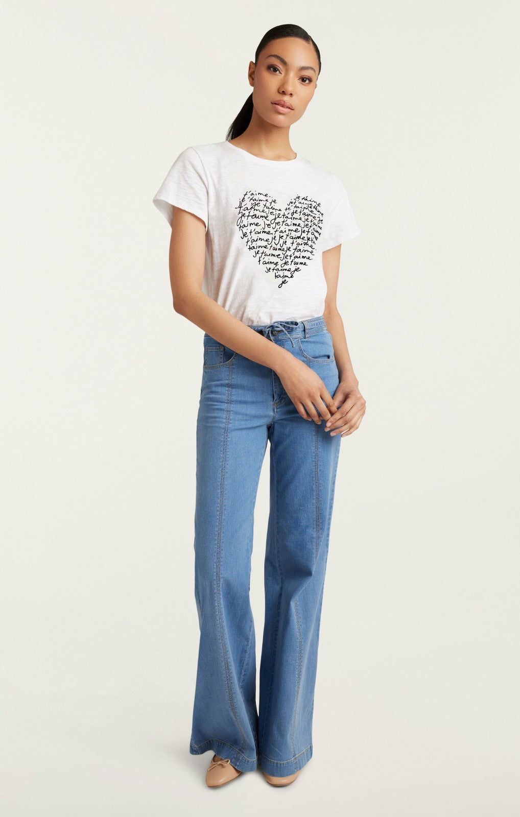 Je T'aime Heart Tee White/Black