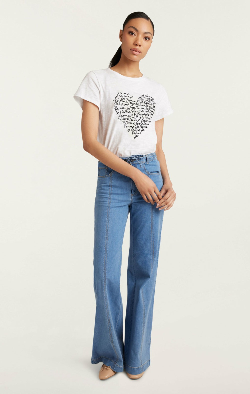 Je T'aime Heart Tee White/Black