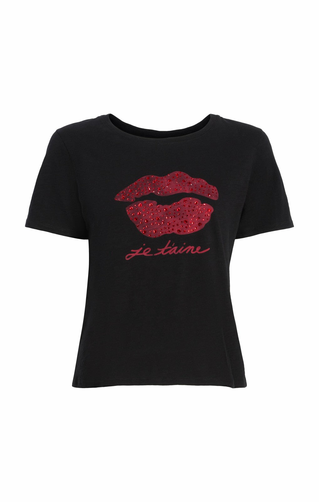 Kisses Je Taime Shrunken Tee Black/Rosewood