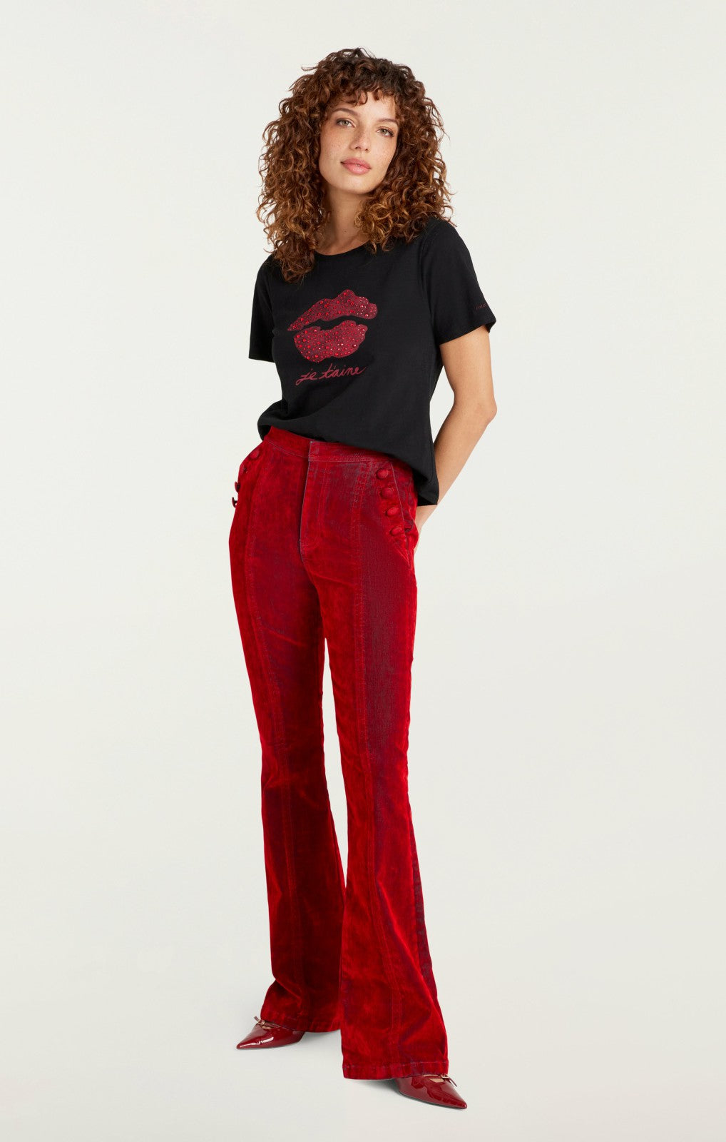Kisses Je Taime Shrunken Tee Black/Rosewood
