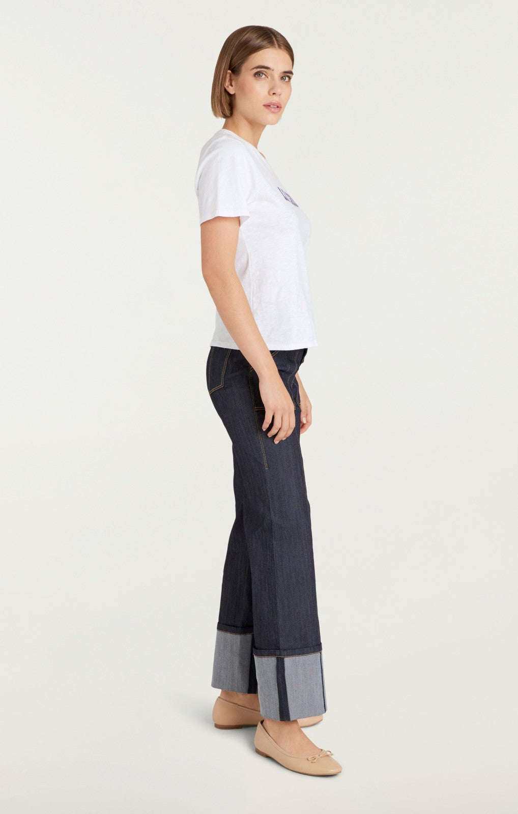 Le Chic Shrunken Tee White/Navy