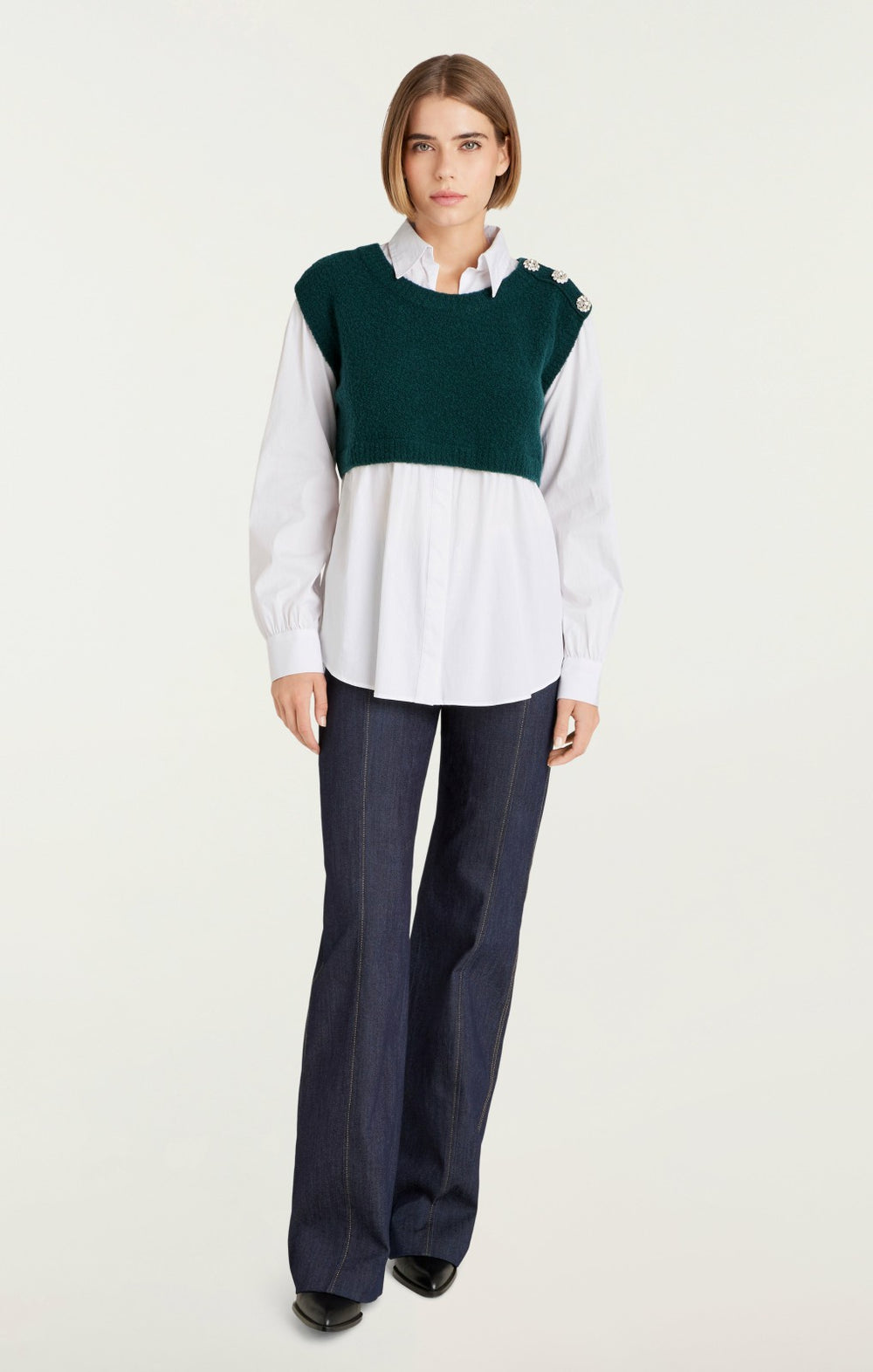 Alden Pullover Green Onyx/White