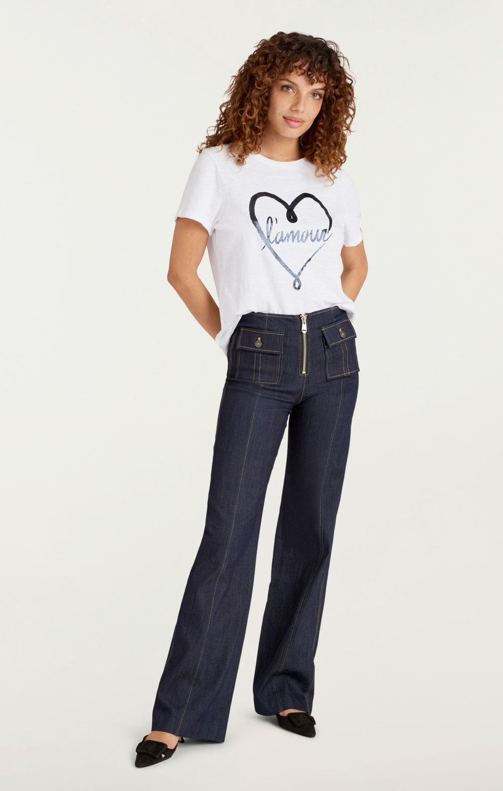 Doodled L'amour Tee White/Black