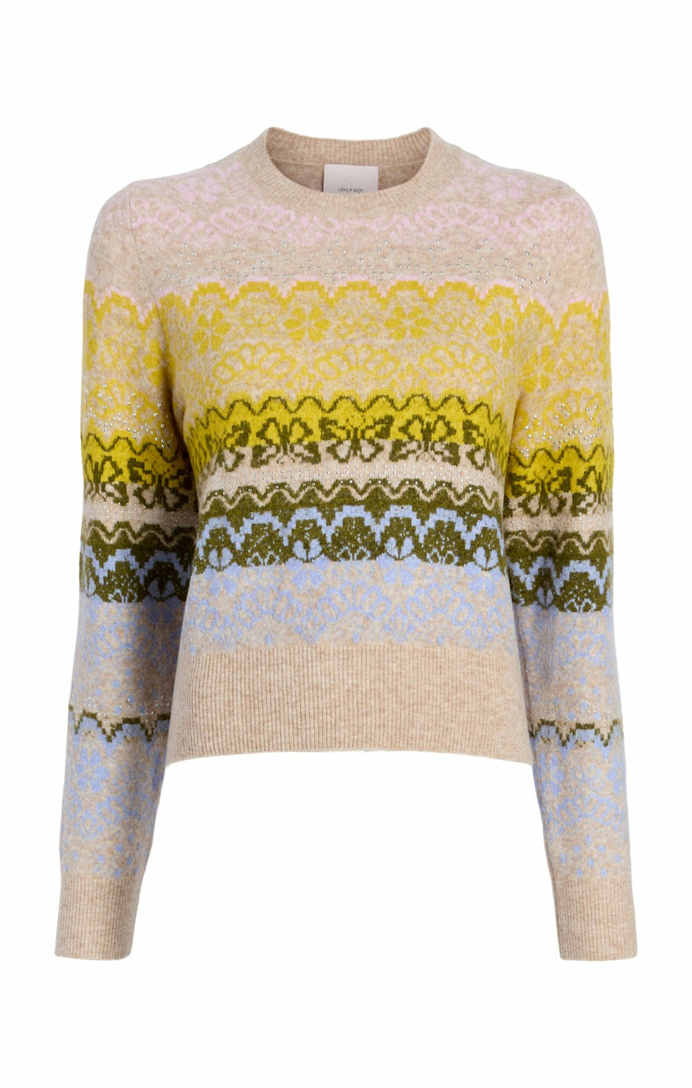 Lace Fair Isle Pullover Oatmeal Multi