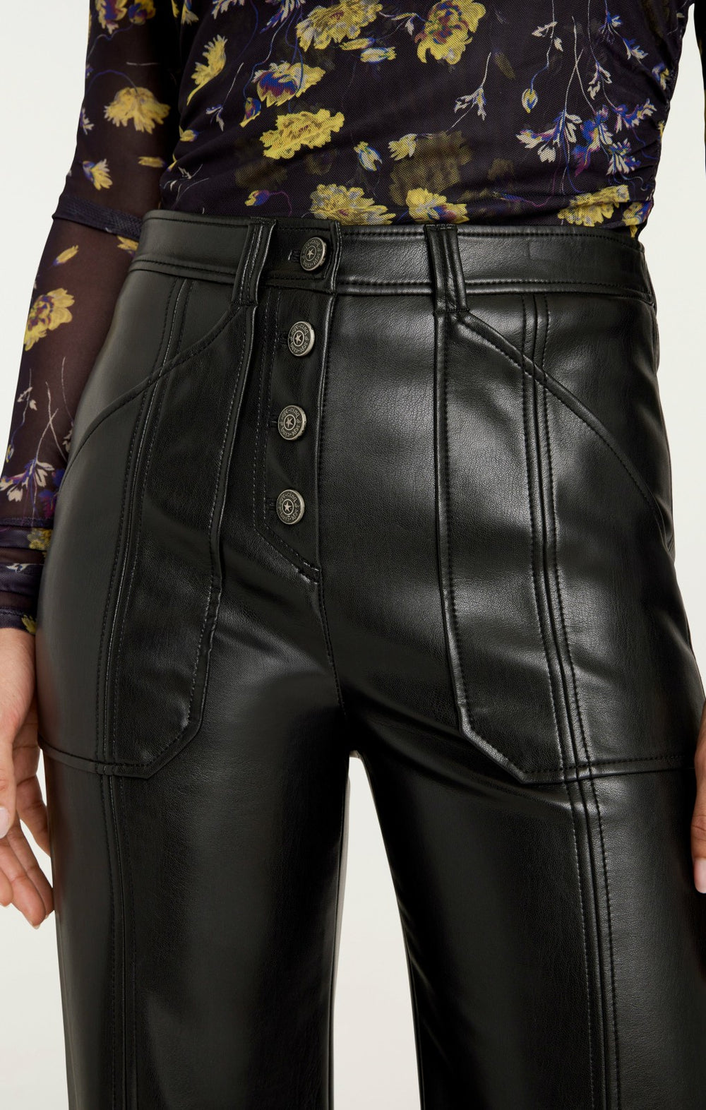 Vegan Leather Long Benji Pant Black