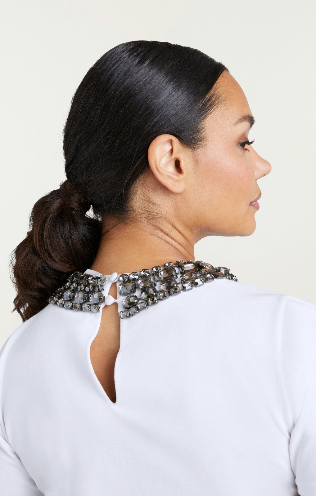 Chunky Necklace Shrunken Tee White