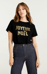 Foiled Joyeux Noel Tee Black/Gold