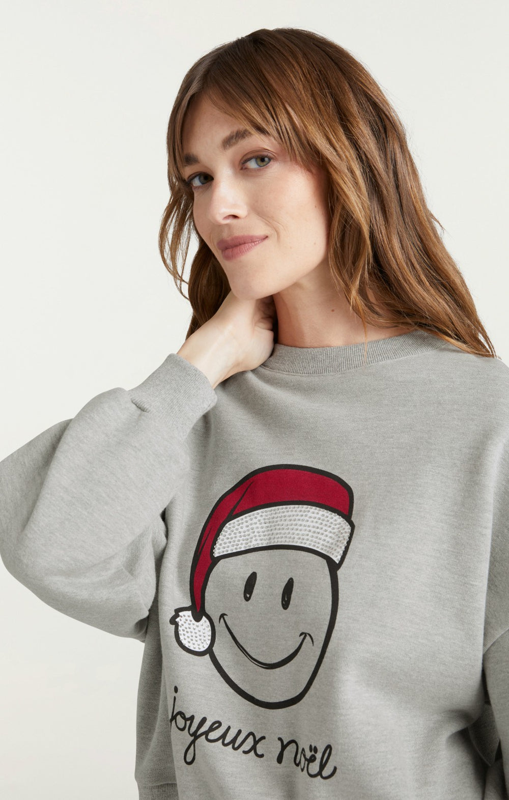 Heatset Smiley Joyeux Brandy Pullover Heather Grey/Black