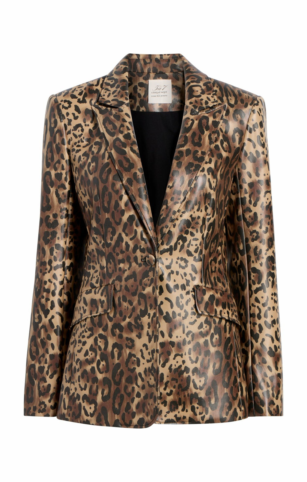 Leopard Vegan Leather Cheyenne Blazer Black/Sahara