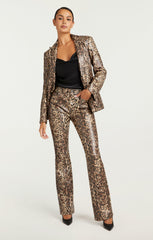 Leopard Vegan Leather Cheyenne Blazer Black/Sahara