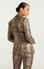 Leopard Vegan Leather Cheyenne Blazer Black/Sahara