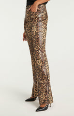 Leopard Vegan Leather Miller Pant Black/Sahara