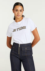 Metallic Leather Je T'aime Tee White/Gold