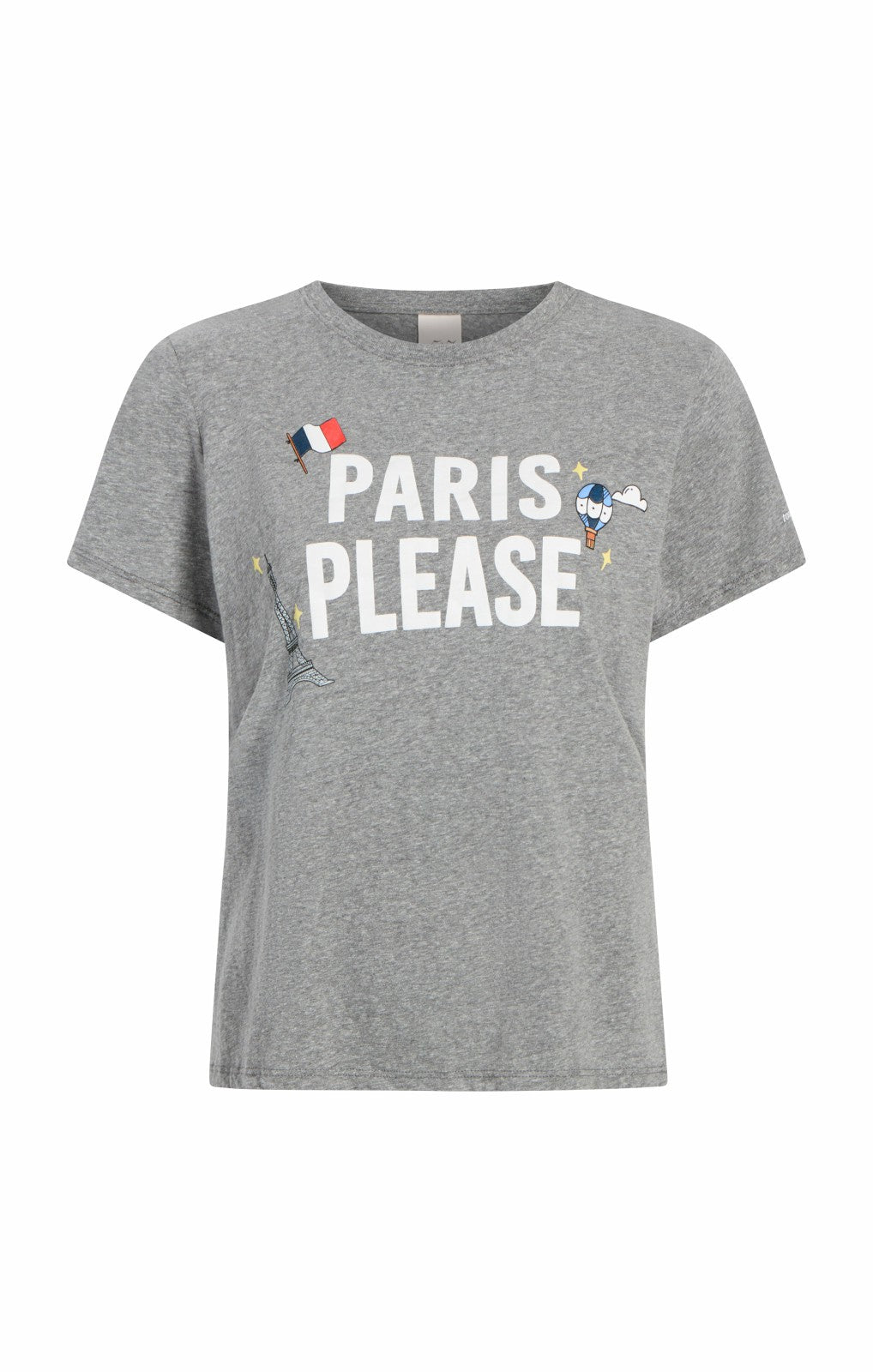 Paris Please Tee Heather Grey/White