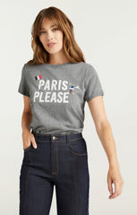 Paris Please Tee Heather Grey/White