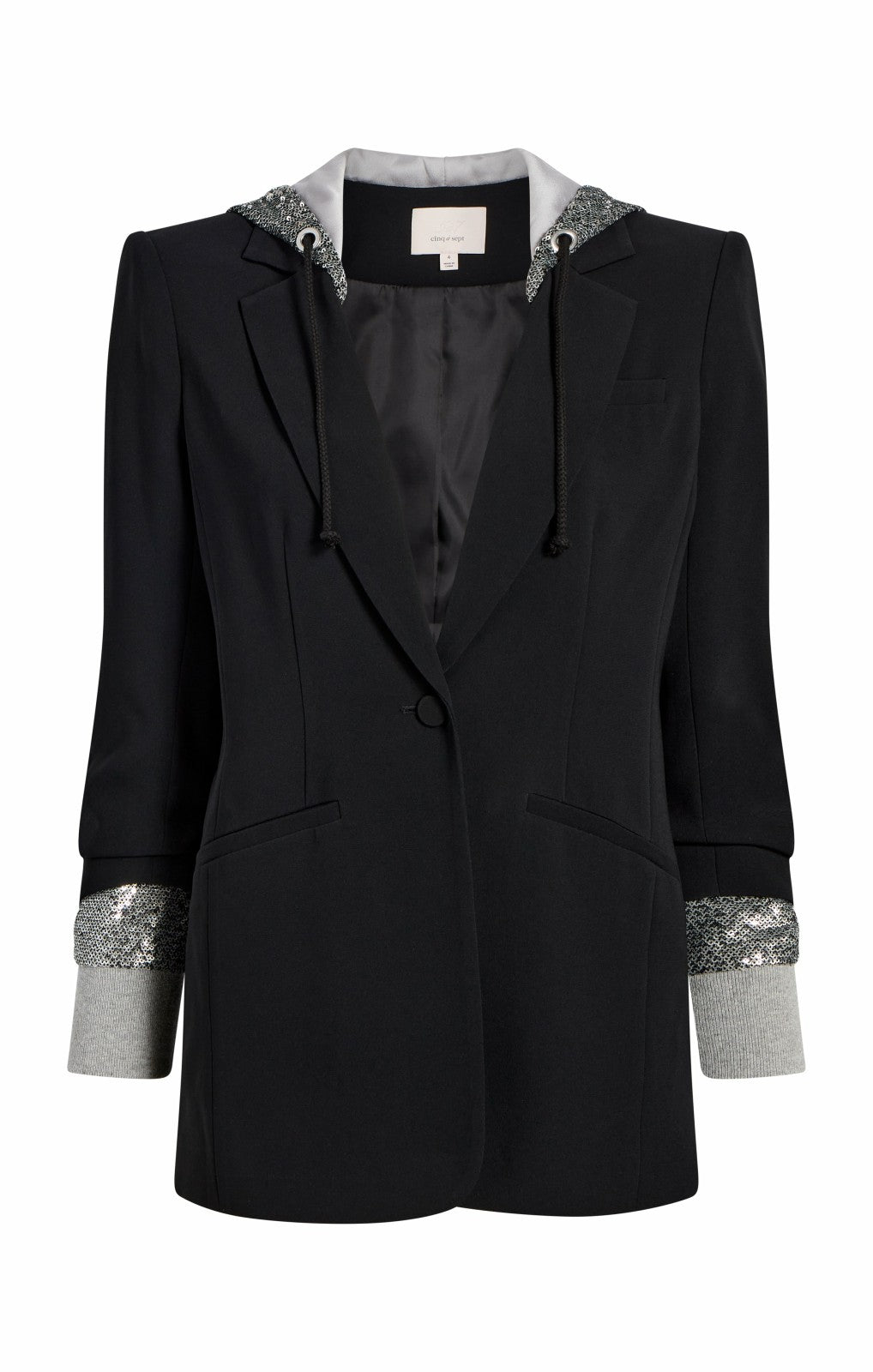 Sequin Hooded Khloe Blazer Black/Silver
