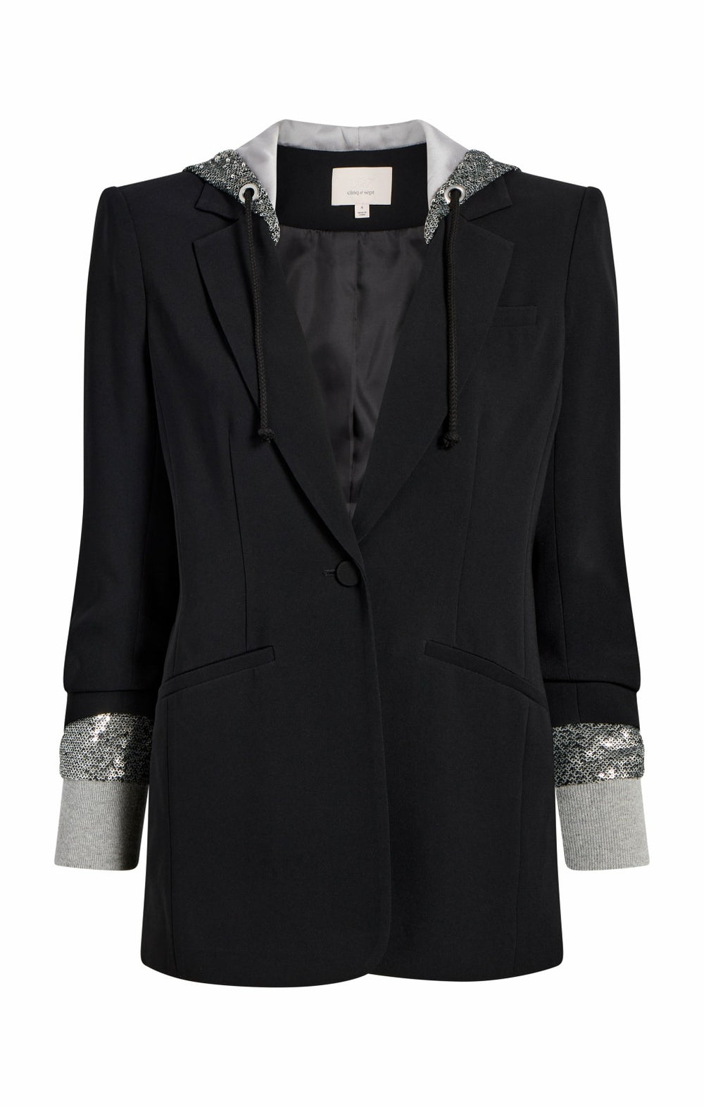 Sequin Hooded Khloe Blazer Black/Silver