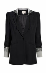 Sequin Hooded Khloe Blazer Black/Silver