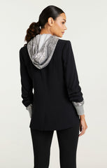 Sequin Hooded Khloe Blazer Black/Silver