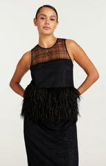 Sequin Plaid Charisse Top Black