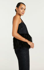 Sequin Plaid Charisse Top Black