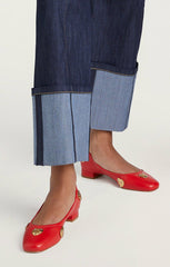 Marin Block Heel Ballet Pump Cardinal/Gold