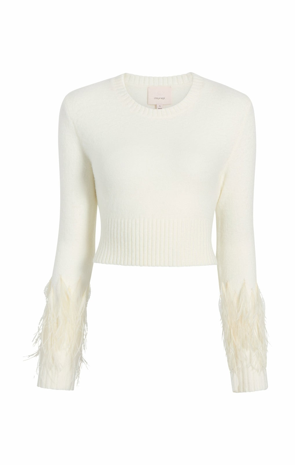 Briana Feather Crewneck Pullover Ivory