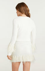 Briana Feather Crewneck Pullover Ivory