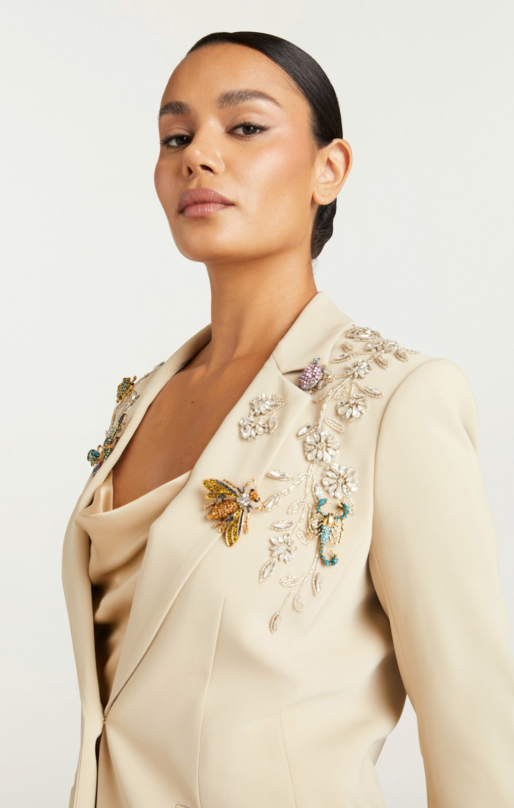 Diamond Vines Khloe Blazer Khaki/Silver
