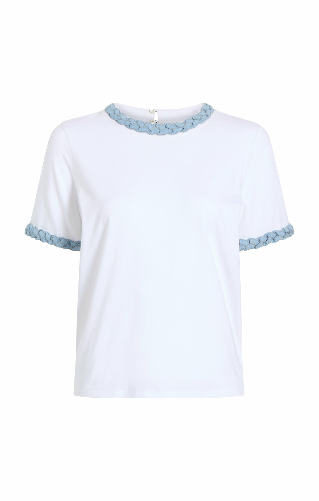 Denim Braided Tee White/Light Wash