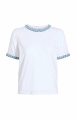 Denim Braided Tee White/Light Wash