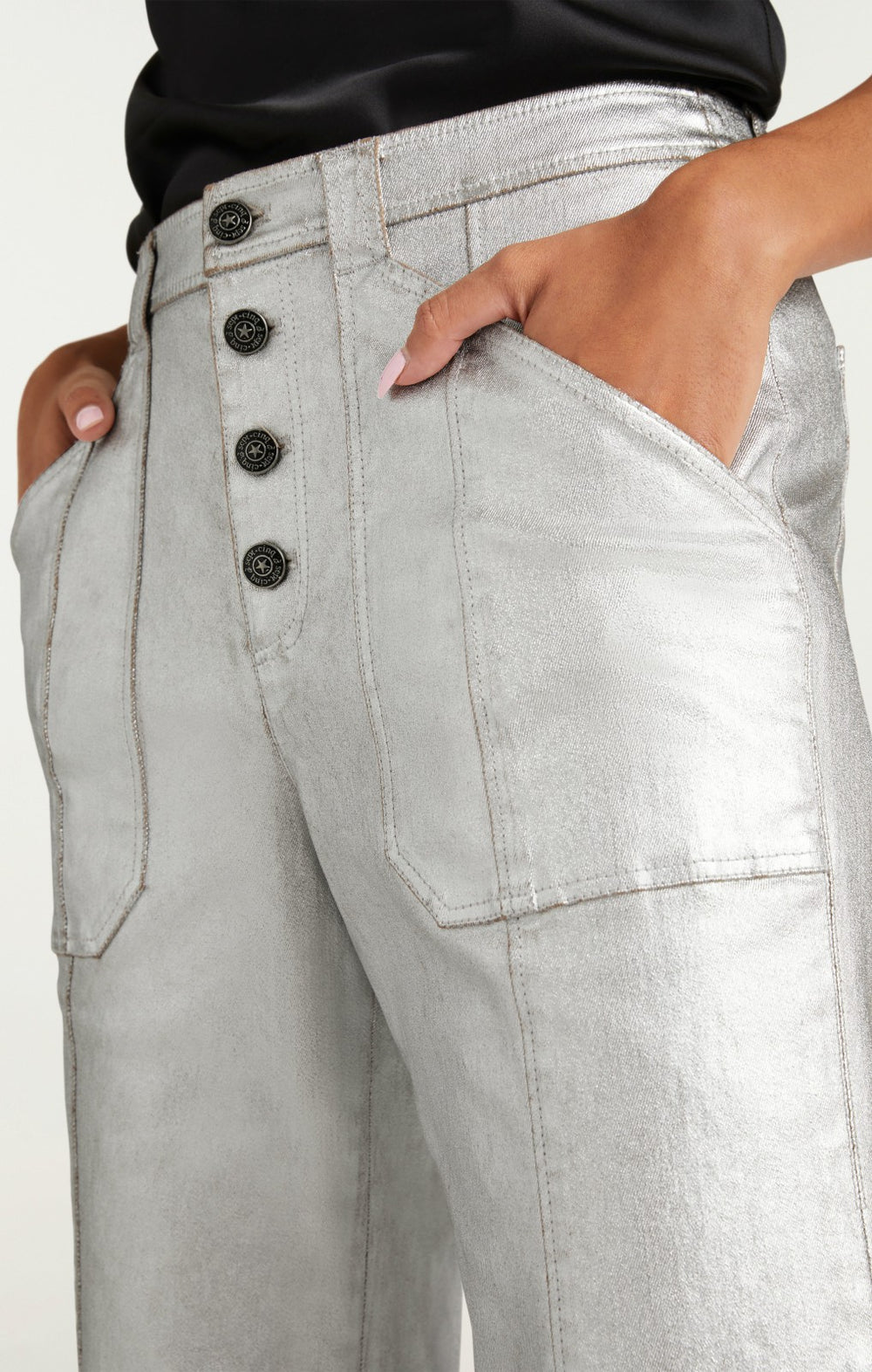 Textured Foil Benji Pant Silver