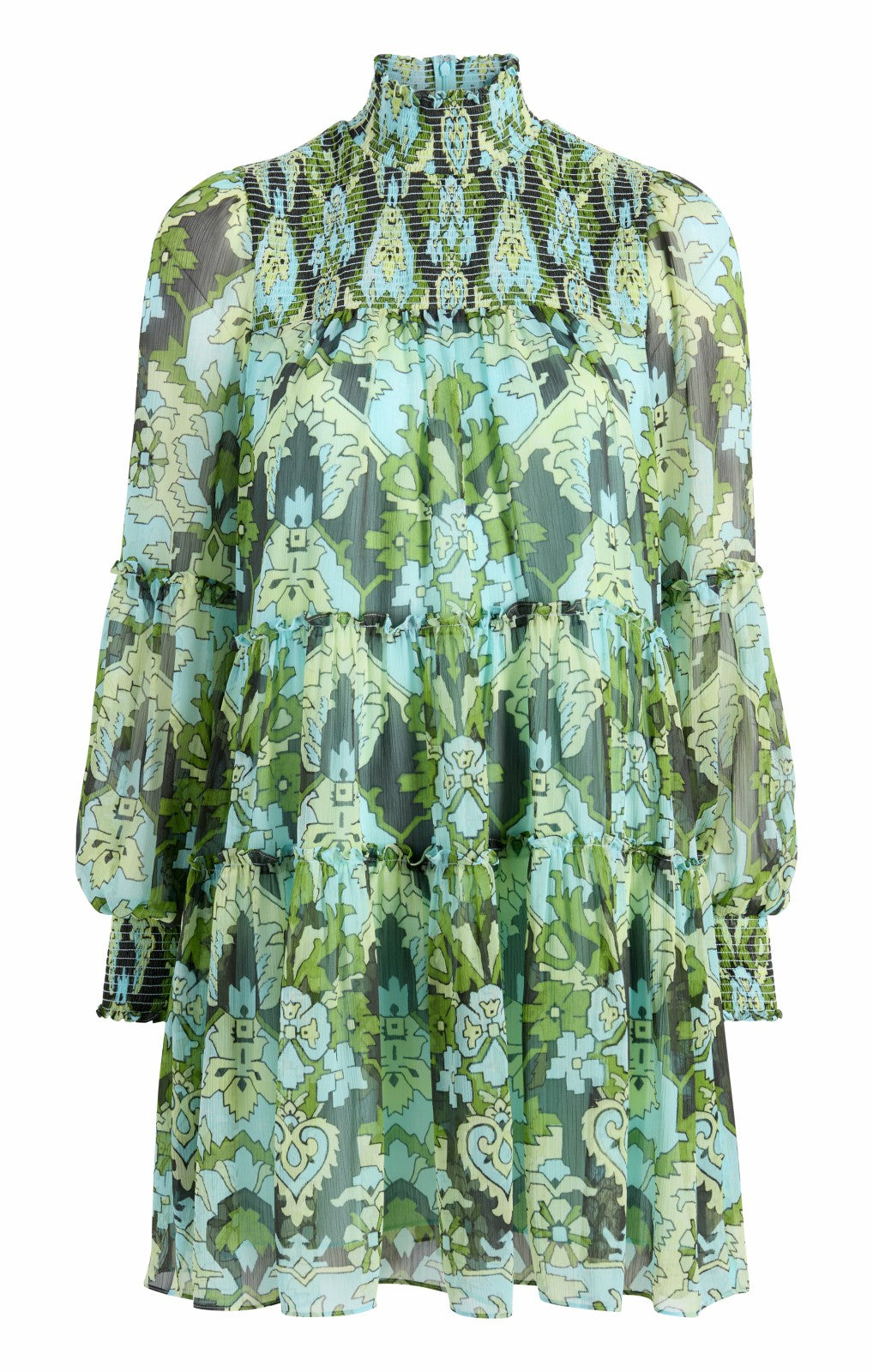Damask Rika Dress Light Cyan Multi
