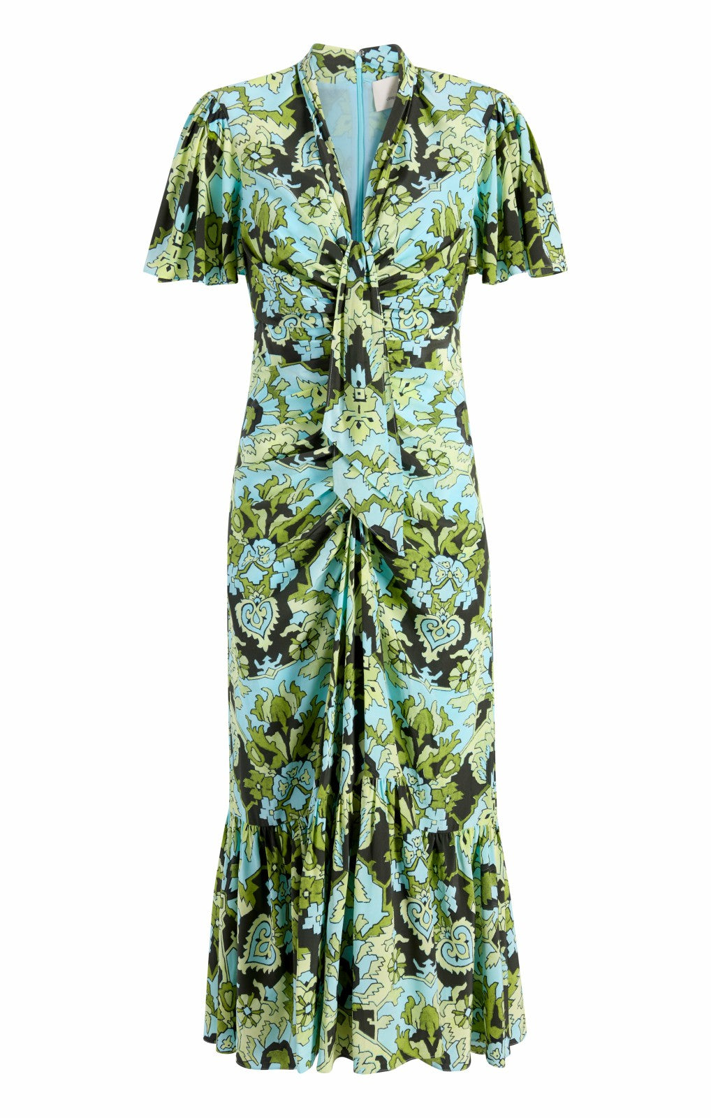 Damask Peeta Dress Light Cyan Multi